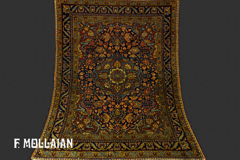 Small Antique Persian Kashan Mohtasham Rug n°:68347589